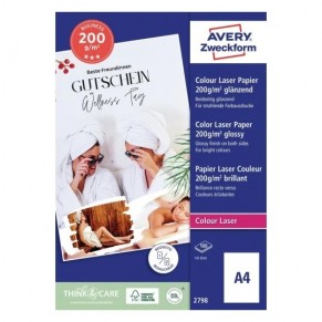 AVERY ZWECKFORM Business Colour Laser Papier 2798 DIN A4 100 Blatt 200 g/m² weiß glänzend