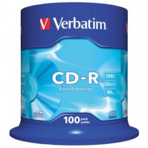 VERBATIM CD-Rohlinge 100 Stück Spindel 700MB 80 Minuten 52x