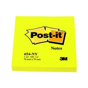 POST-IT® Haftnotizen 654NGE 1 Block 100 Blatt 76 x 76 mm neongelb