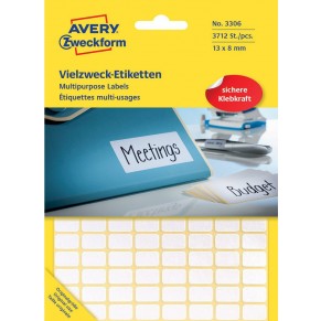 AVERY ZWECKFORM Vielzwecketiketten 3306 3.712 Stück 13 x 8 mm weiß