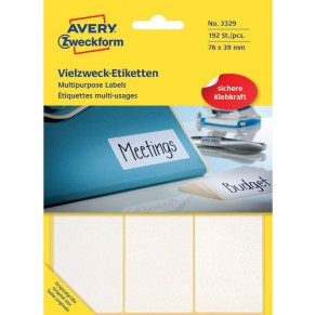 AVERY ZWECKFORM Vielzwecketiketten 3329 192 Stück 76 x 39 mm weiß