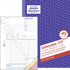 AVERY ZWECKFORM Lieferschein 1721 A5 3 x 40 Blatt selbstdurchschreibend