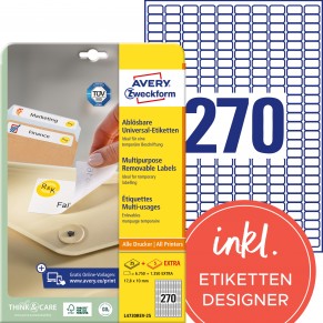 AVERY ZWECKFORM Universaletiketten L4730REV-25 8.100 Stück 17,8 x 10 mm weiß