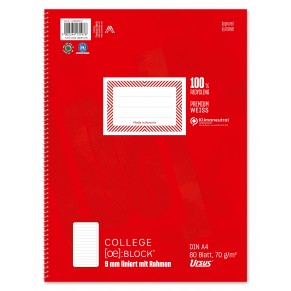 URSUS Collegeblock A4 80 Blatt 70 g/m² liniert mit Rahmen