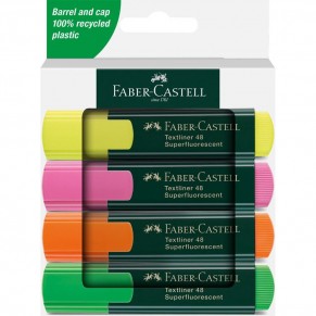 FABER-CASTELL Textliner 48 4 Stück mit Keilspitze 1-5 mm farbig sortiert