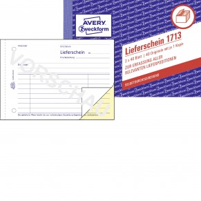 AVERY ZWECKFORM Lieferschein 1713 A6 quer 2x40 Blatt selbstdurchschreibend