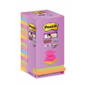 POST-IT® Haftnotizen Super Sticky Z-Notes R330S16 16 Blöcke à 90 Blatt 76 x 76 mm farbig sortiert