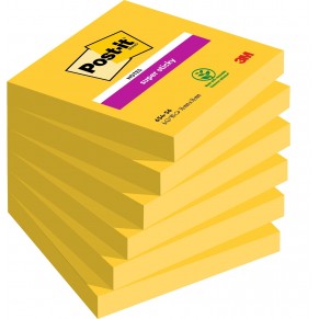 POST-IT® Haftnotizen Super Sticky 654-S6 6 Blöcke à 90 Blatt 76 x 76 mm ultragelb