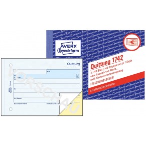 AVERY ZWECKFORM Quittung 1742 DIN A6 quer 2x40 Blatt selbstdurchschreibend