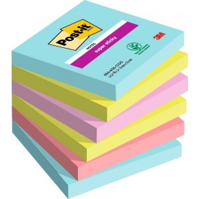 POST-IT® Haftnotizen Super Sticky 654-6SS-COS 6 Blöcke à 90 Blatt 76 x 76 mm farbig sortiert