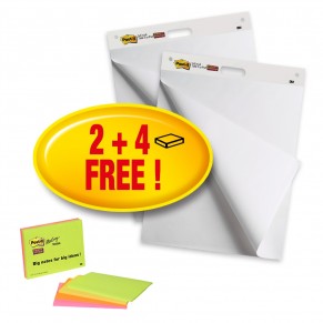 POST-IT® Flipchartblock Super Sticky Meeting Chart 559X2 inkl. 4 Stück Super Sticky Meeting Notes 30 Blatt glatt weiß
