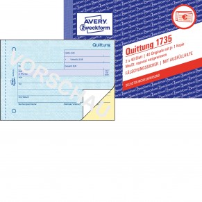 AVERY ZWECKFORM Quittung 1735 DIN A6 quer 2x40 Blatt selbstdurchschreibend