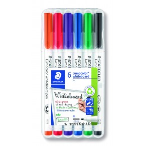 STAEDTLER Whiteboardmarker Lumocolor® whiteboard pen 301 6 Stück 1 mm farbig sortiert