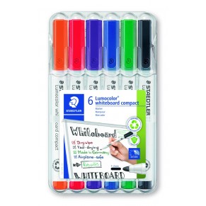 STAEDTLER Whiteboardmarker Lumocolor® whiteboard compact 341 6 Stück 1-2 mm farbig sortiert