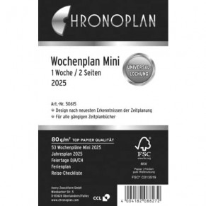 AVERY ZWECKFORM Wochenplan Chronoplan 50615 Mini 118 Blatt für 2025