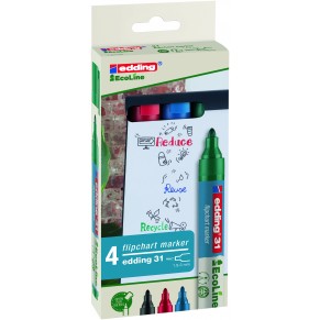 EDDING Flipchartmarker EcoLine 31 4 Stück mit Rundspitze 1,5-3 mm farbig sortiert