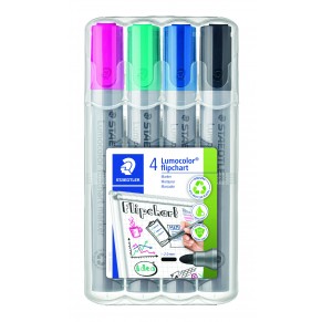 STAEDTLER Flipchartmarker Lumocolor® 356 WP4 4 Stück im Etui mit Rundspitze mehrfarbig