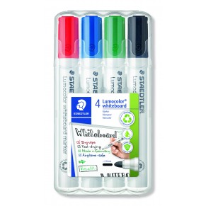 STAEDTLER Whiteboardmarker Lumocolor® 351 WP4 4 Stück im Etui mit Rundspitze mehrfarbig