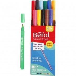 BEROL Colour Broad Filzstifte-Set 37270 12 Stück farbig sortiert