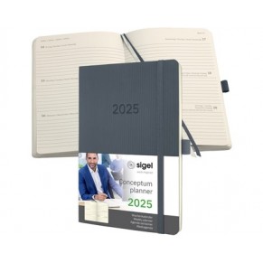 SIGEL Wochenkalender Conceptum DIN A5 Softcover 1 Woche/2 Seiten für 2025 dunkelgrau