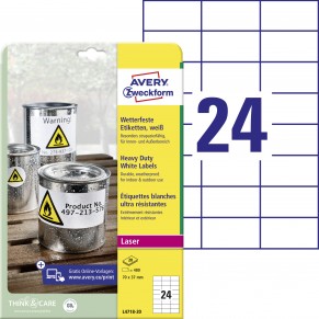 AVERY ZWECKFORM Wetterfeste Etiketten L4718-20 480 Stück 70 x 37 mm weiß