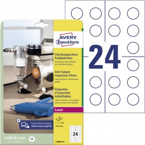 AVERY ZWECKFORM Prüfplaketten L7806-10 240 Stück Ø 30 mm weiß