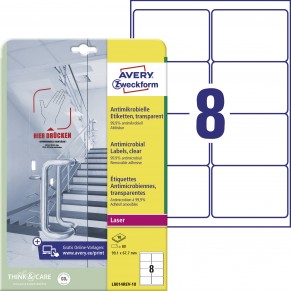 AVERY ZWECKFORM Antimikrobielle Etiketten L8014REV-10 80 Etiketten wiederablösbar 99,1 x 67,7 mm transparent