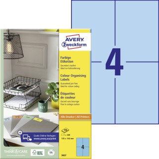 AVERY ZWECKFORM Organisationsetiketten 3457 400 Stück 105 x 148 mm blau