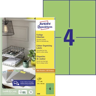 AVERY ZWECKFORM Organisationsetiketten 3458 400 Stück 105 x 148 mm grün