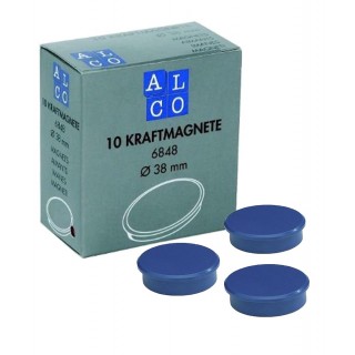 ALCO Haftmagnete 6848 10 Stück Ø 38 mm blau