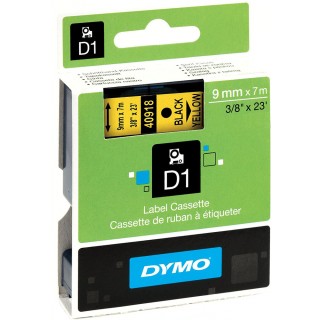 DYMO Schriftband 40918 D1 9 mm x 7 m schwarz auf gelb