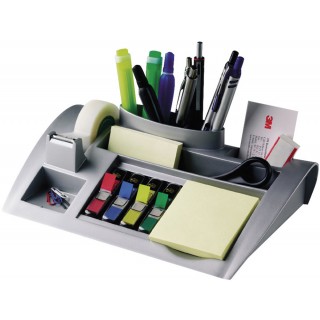 POST-IT® Tisch-Organizer C50 inkl. Haftnotizen, Index-Haftstreifen und Klebeband silber