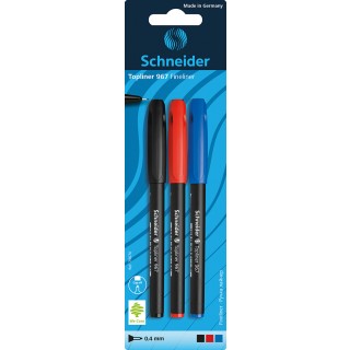 SCHNEIDER Fineliner 967 Topliner 3 Stück im Blister mehrere Farben