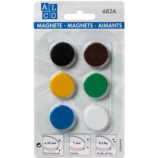 ALCO Magnete 682A 6 Stück ø 2,4 cm mehrere Farben