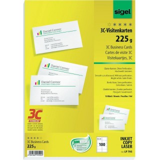 SIGEL Visitenkarten LP795 100 Stück A4 85 x 55 mm weiß