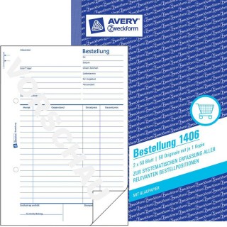 AVERY ZWECKFORM Bestellungen 1406 A5 hoch 2 x 50 Blatt weiß/weiß