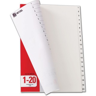 HETZEL Register 1-20 aus Kunststoff A4 weiß