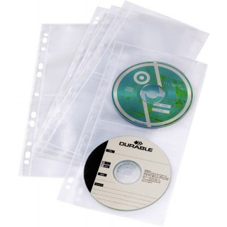 DURABLE CD/DVD Hüllen 5282 5 Stück 16 x 32,5 cm gelocht transparent