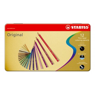 STABILO Original Buntstifte 12 Stück im Metalletui mehrfarbig