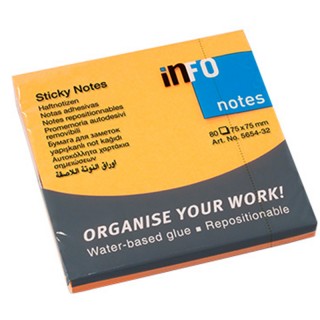 INFO NOTES Haftnotiz 75 x 75 mm 80 Blatt 12 Stück neonorange