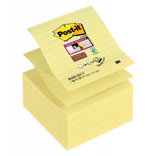 POST-IT® Haftnotizen R440 Super Sticky Z-Notes 5 Blöcke à 90 Blatt liniert 101 x 101 mm gelb