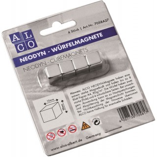 ALCO Neodyn Würfelmagnete 4 Stück silber