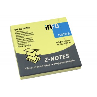 INFO NOTES Haftnotizen Z-Notes 7,5 x 7,5 cm 12 Stück à 100 Blatt neongelb