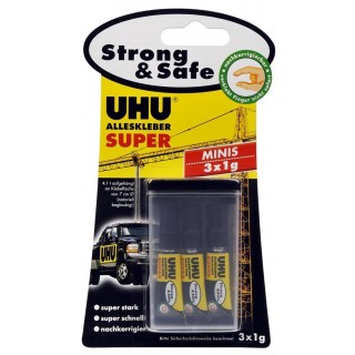 UHU Alleskleber Super Strong & Safe minis 1 g 3 Stück