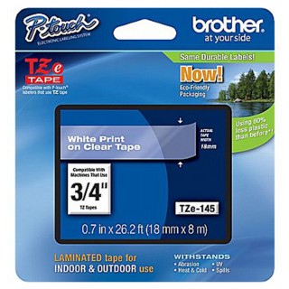 BROTHER Schriftbandkassette P-Touch TZ-145 18 mm x 8 m weiß auf transparent