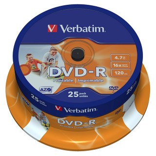 VERBATIM DVD-R 25 Stück auf einer Spindel 4,7 GB 16-fach
