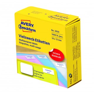 AVERY ZWECKFORM Vielzwecketiketten 3830 1.000 Stück 18 x 12 mm weiß