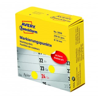 AVERY ZWECKFORM Markierungspunkte 3856 250 Stück permanent Ø 19 mm gelb