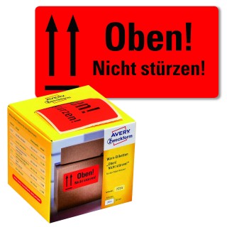 AVERY ZWECKFORM Warnetiketten 7214 200 Etiketten „Oben! Nicht stürzen!“ 100 x 50 mm neonrot