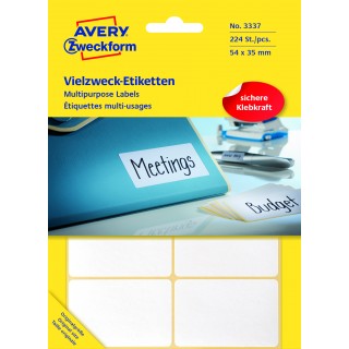 AVERY ZWECKFORM Vielzwecketiketten 3337 224 Stück 54 x 35 mm weiß